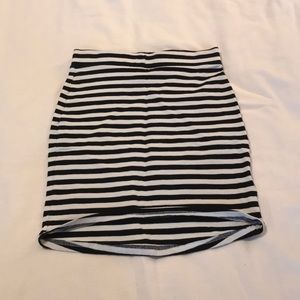 Black and White Striped bodycon Skirt